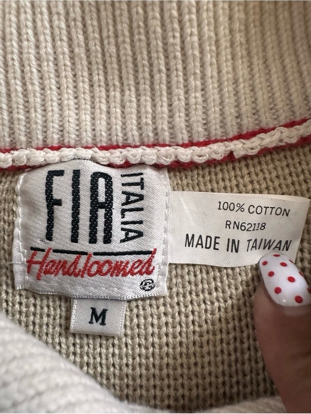 Vintage 1990's Women's FIA Italia Hand Loomed United Flag Multi Colors Sz M READ - Picture 8 of 9